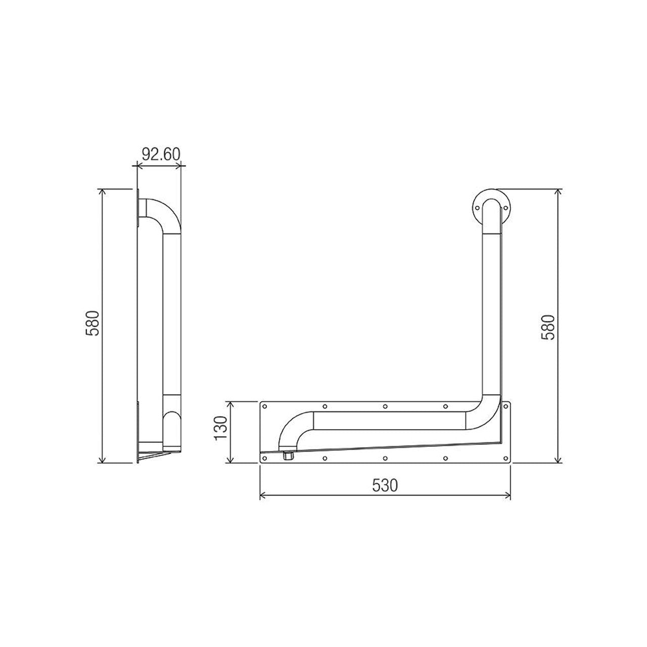 Anti-Ligature 90° Ambulant Grab Rail 450mm x 450mm