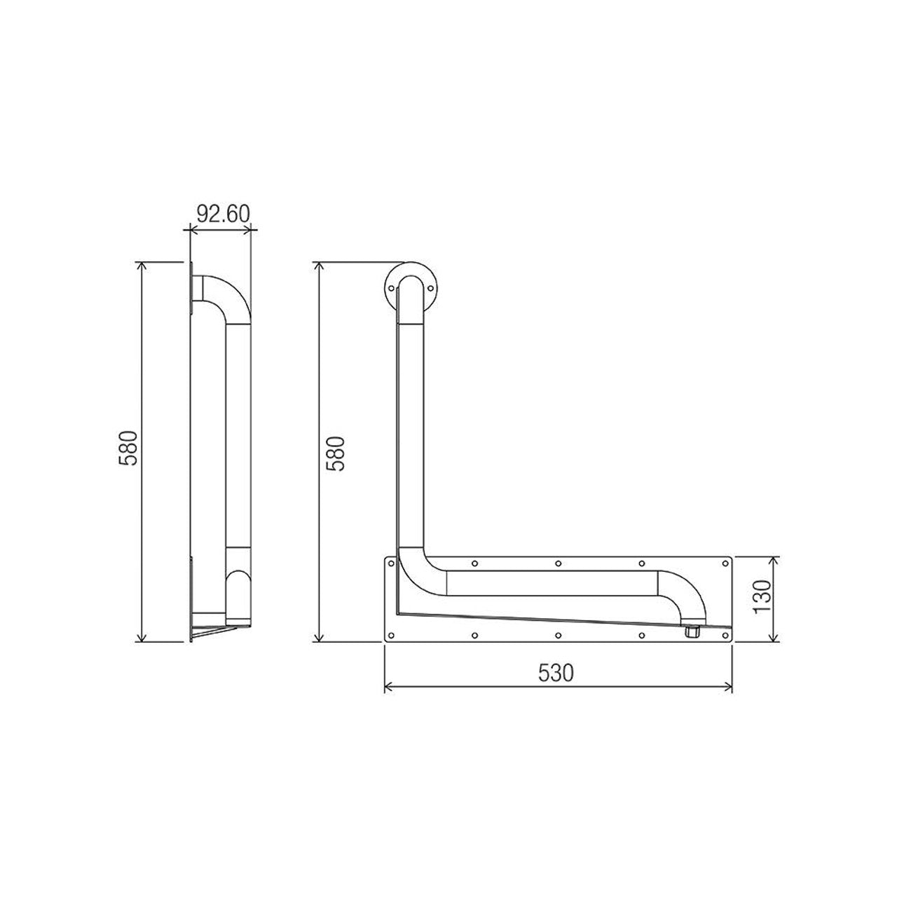 Anti-Ligature 90° Ambulant Grab Rail 450mm x 450mm