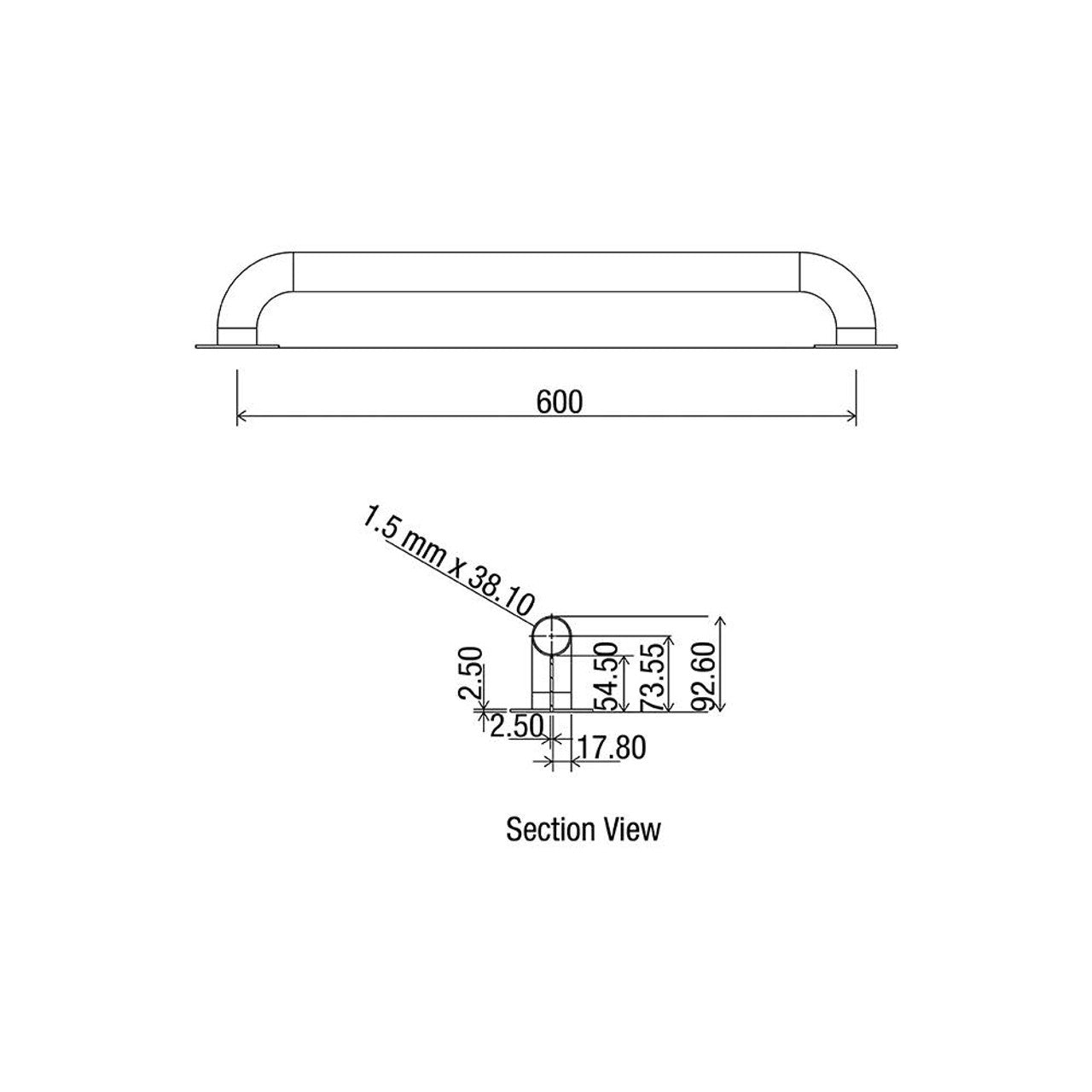 Anti-Ligature Vertical Grab Rail