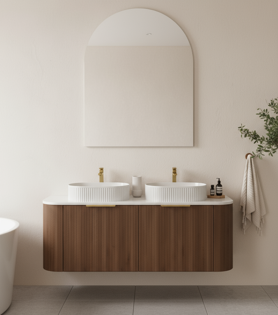 Artis S Fluted Vanity - Walnut (Wall Hung)