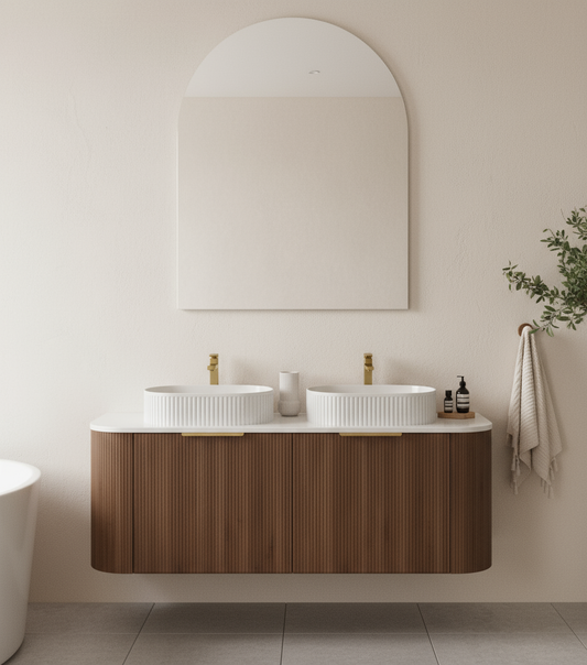 Artis S Fluted Vanity - Walnut (Wall Hung)