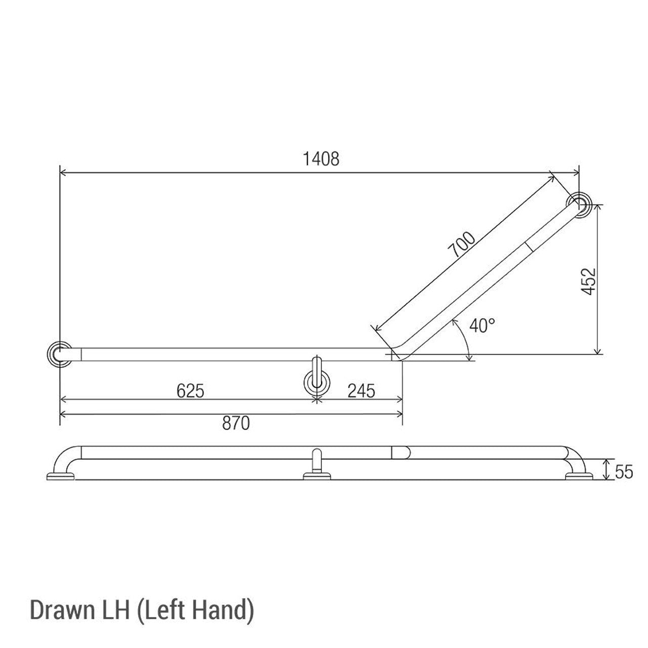 Bariatric 40° Ambulant and Accessible Grab Rail