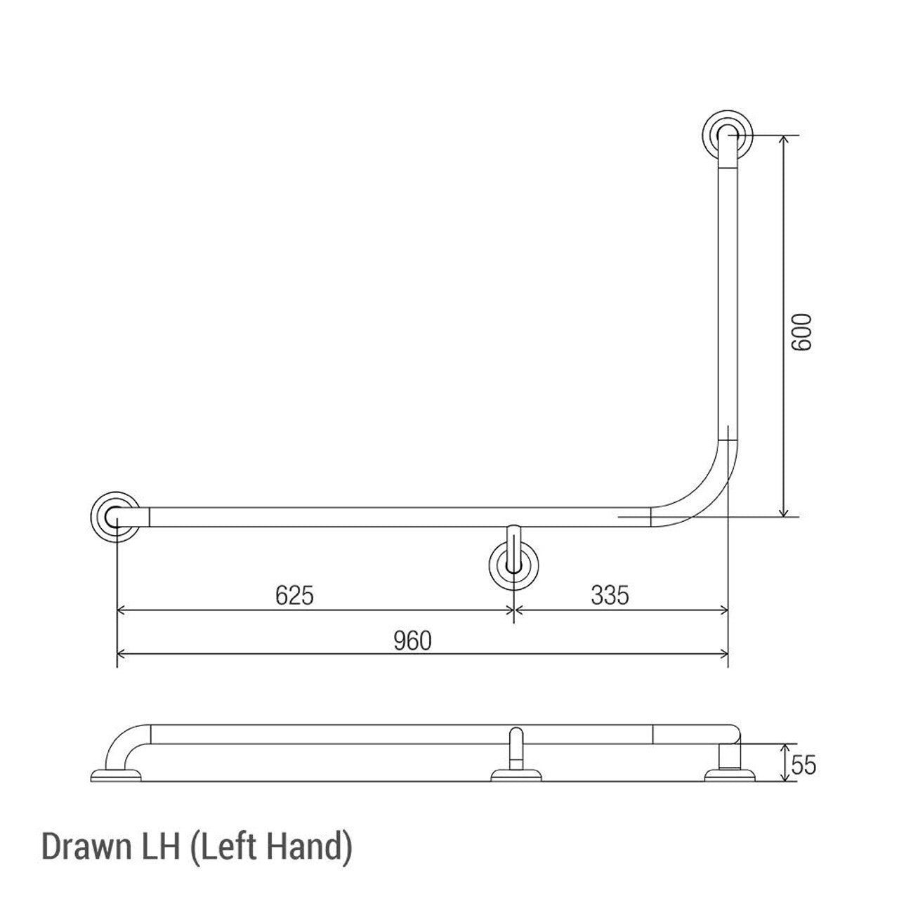 Bariatric 90° Ambulant and Accessible Grab Rail