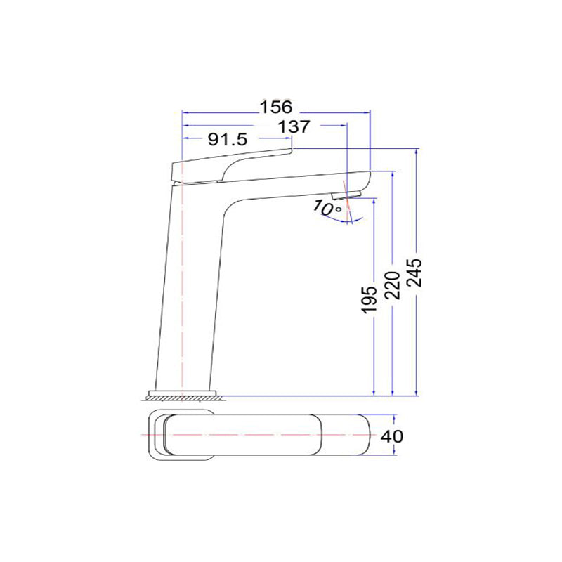 Kompakt Eckig Tower Basin Mixer