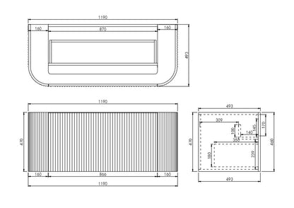 Avalon Matte White Wall Hung PVC Vanity - 1200mm