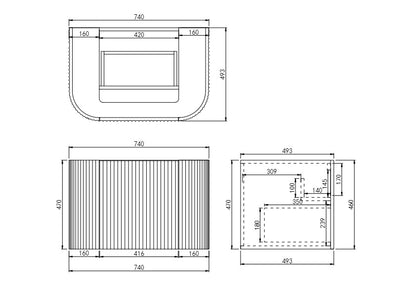 Avalon Matte White Wall Hung PVC Vanity - 750mm