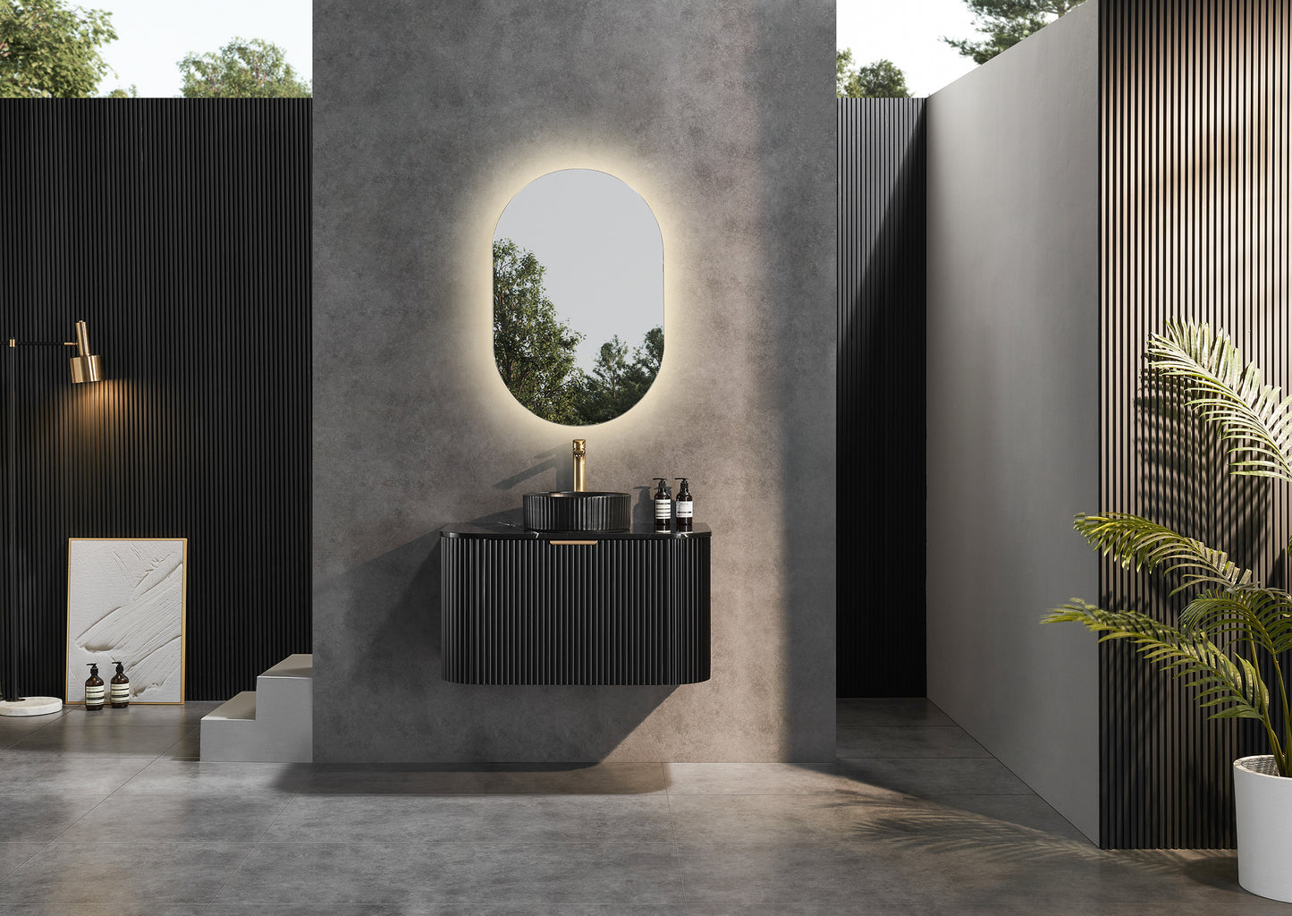 Avalon Matte Black Wall Hung PVC Vanity - 900mm