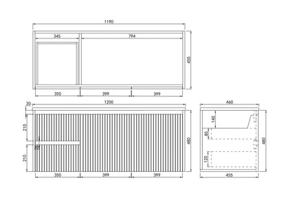 Brindabella Matte White Wall Hung PVC Vanity - 1200x460