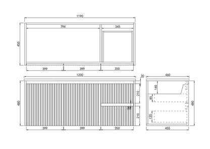 Brindabella Matte White Wall Hung PVC Vanity - 1200x460