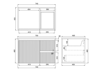 Brindabella Matte Black Wall Hung PVC Vanity - 750x460