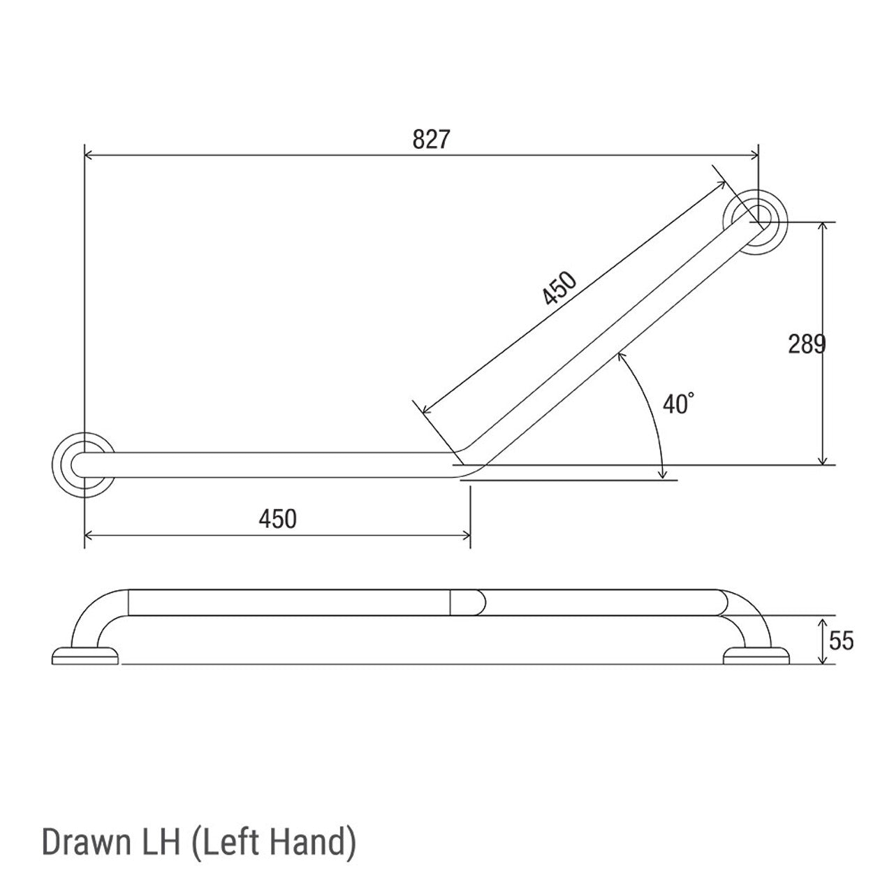 Clam® Flange 40° Accessible Grab Rail 450mm x 450mm