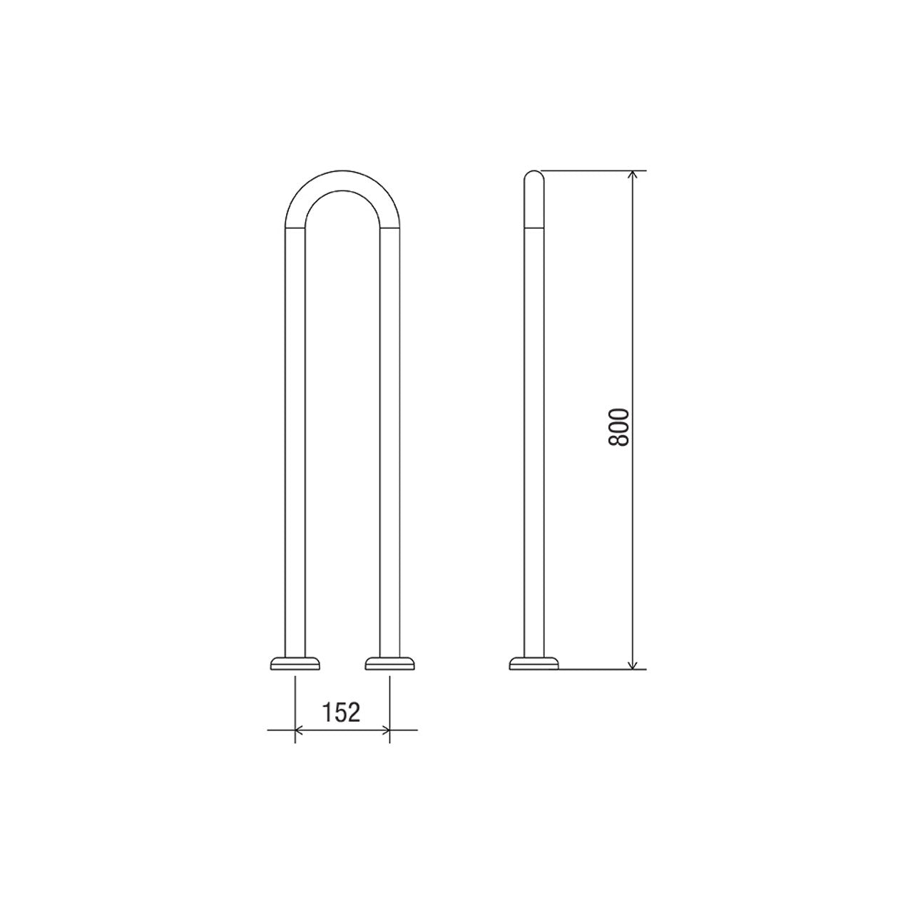 Floor/Wall Mounted 800mm Grab Rail