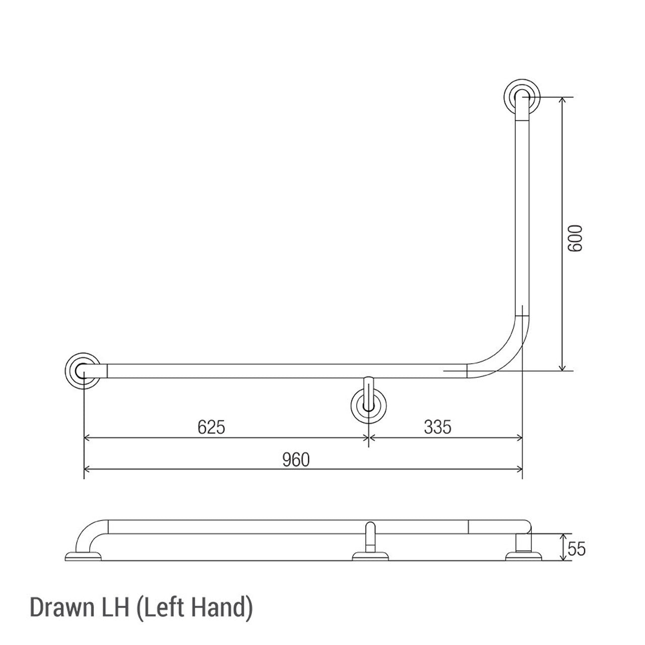 Clam® Flange 90° Accessible Grab Rail