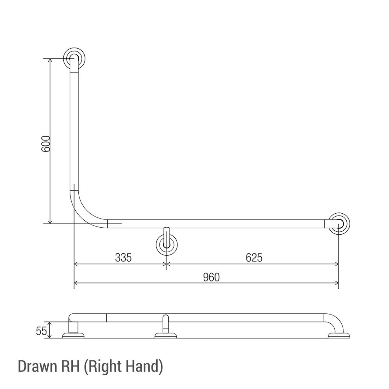 Clam® Flange 90° Accessible Grab Rail