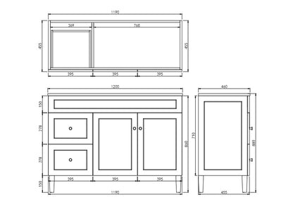 Harrington Matte Black PVC Vanity 1200x460