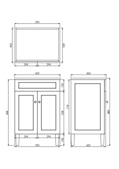 Harrington Matte Black PVC Vanity 600x460