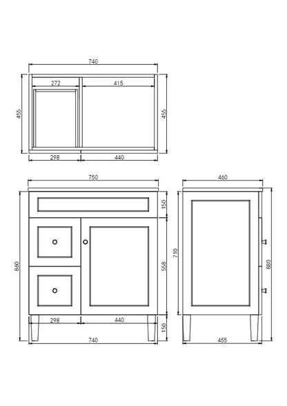 Harrington Matte Black PVC Vanity 750x460