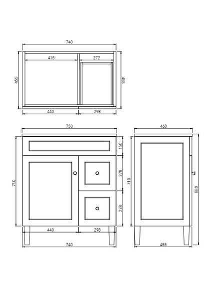 Harrington Matte Black PVC Vanity 750x460