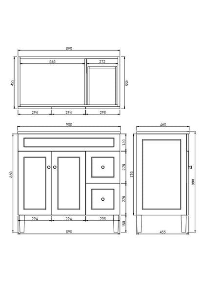 Harrington Matte White PVC Vanity 900x460