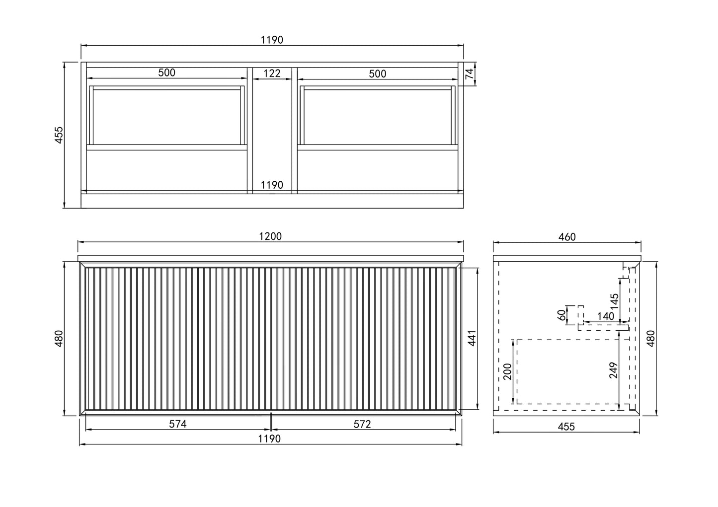 Kirribilli Wall Hung Vanity - 1200mm