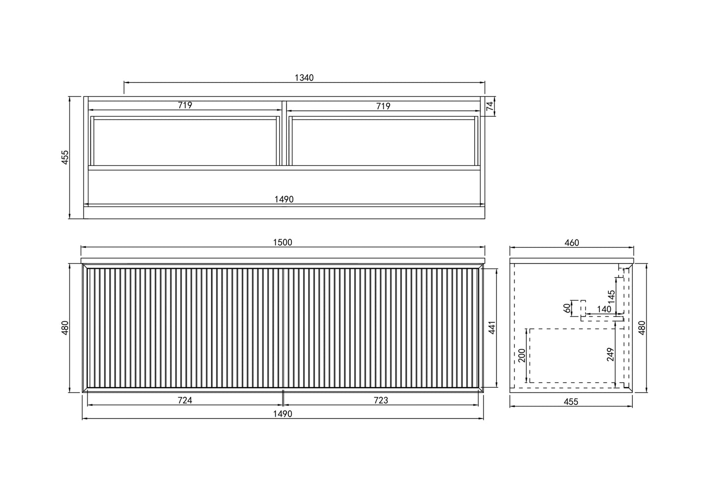 Kirribilli Wall Hung Vanity - 1500mm