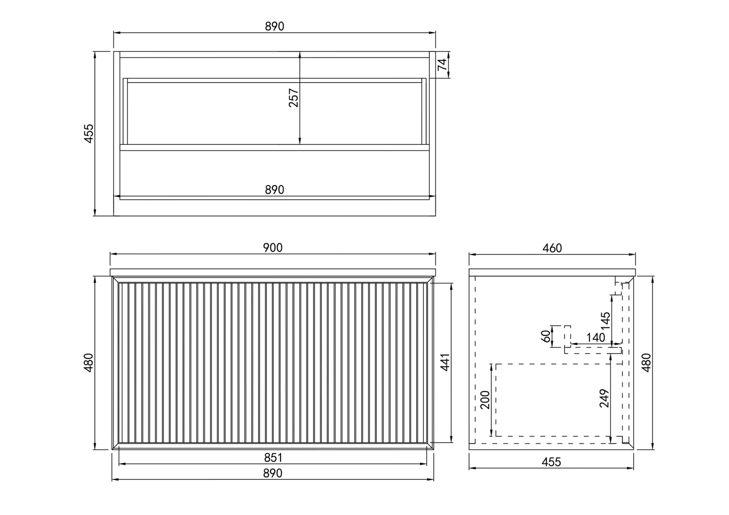 Kirribilli Wall Hung Vanity - 900mm