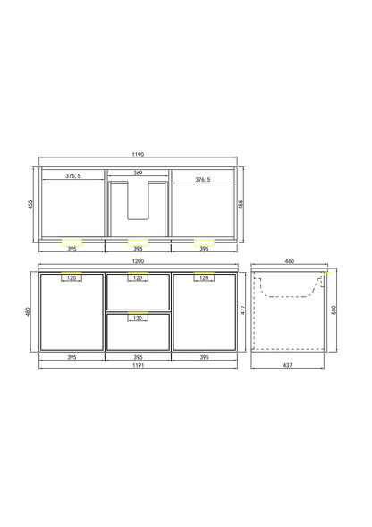 Miami PVC Wall Hung Vanity - 1200mm