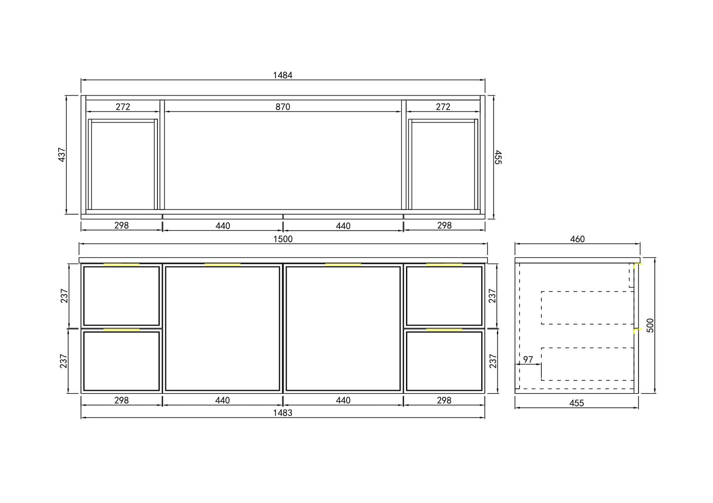 Miami PVC Wall Hung Vanity - 1500mm