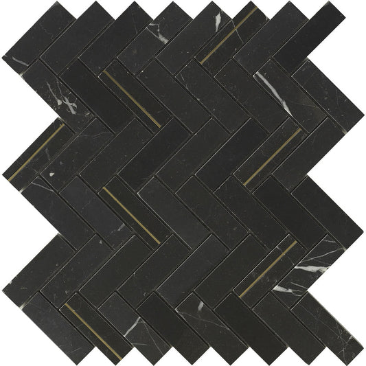 Deco Mosaic - Herringbone Nero Marquina