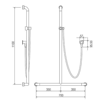 Hygienic Seal® Friction Slide "Inverted T" Shower Kit