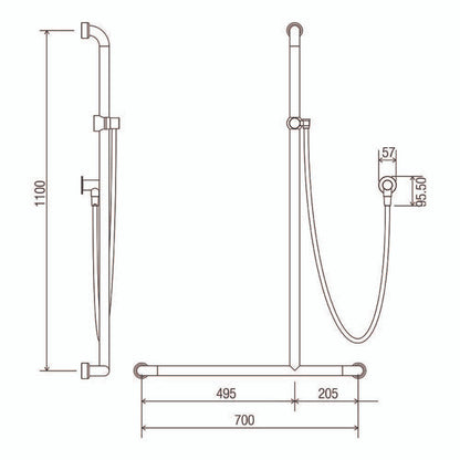 Hygienic Seal® Friction Slide "Inverted T" Shower Kit