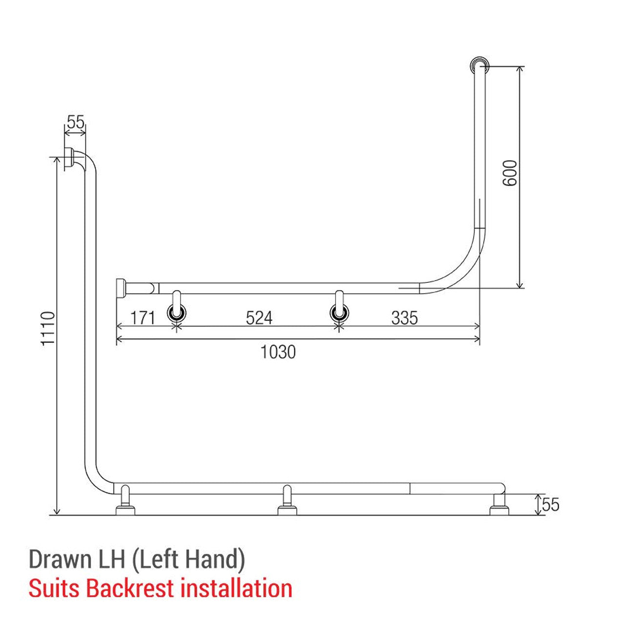 Hygienic Seal® Corner Grab Rail