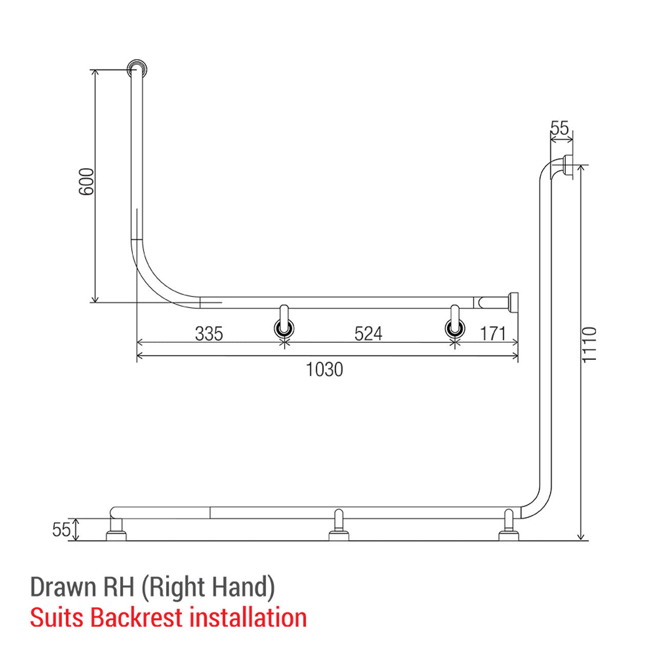 Hygienic Seal® Corner Grab Rail