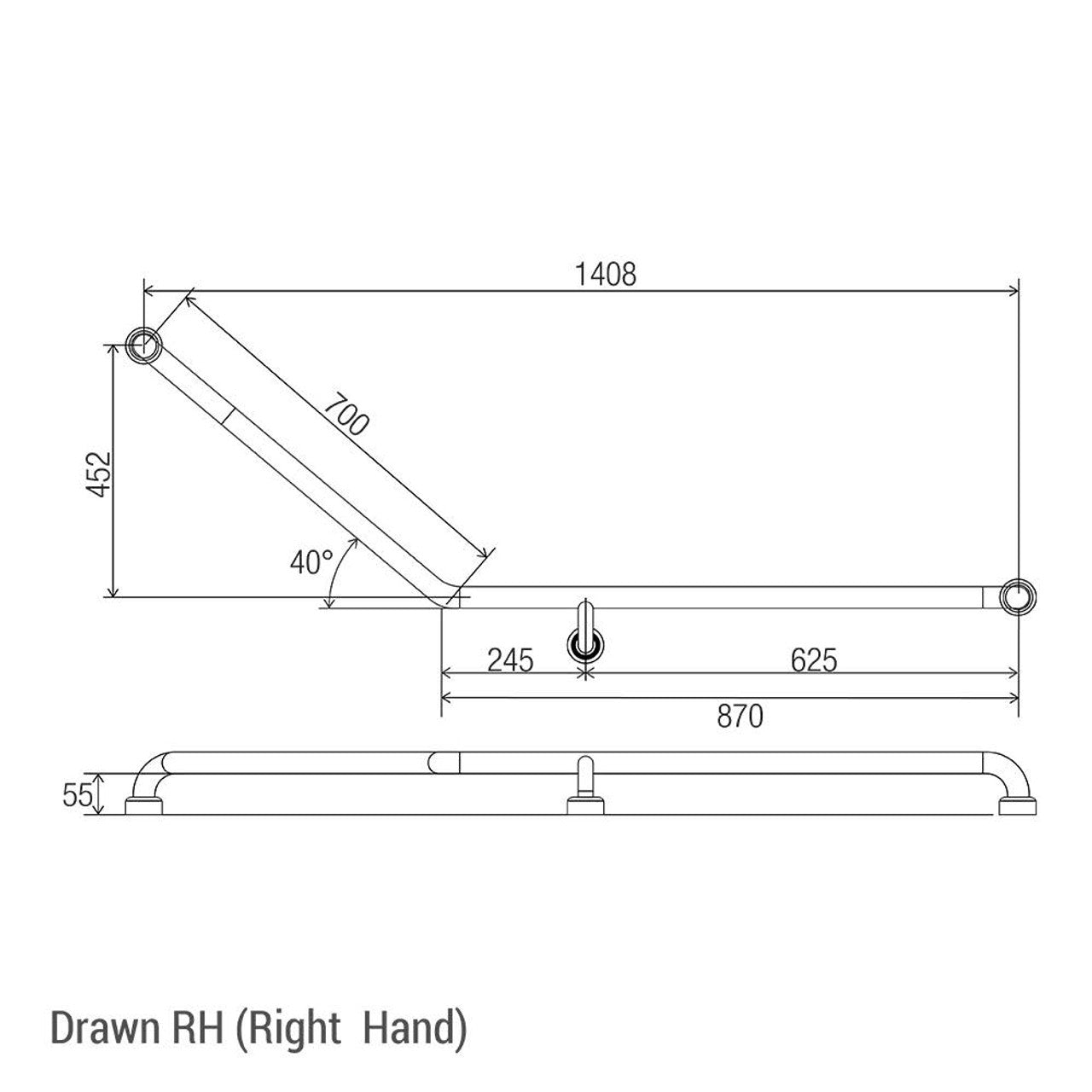 Hygienic Seal® 40° Ambulant & Accessible Grab Rail