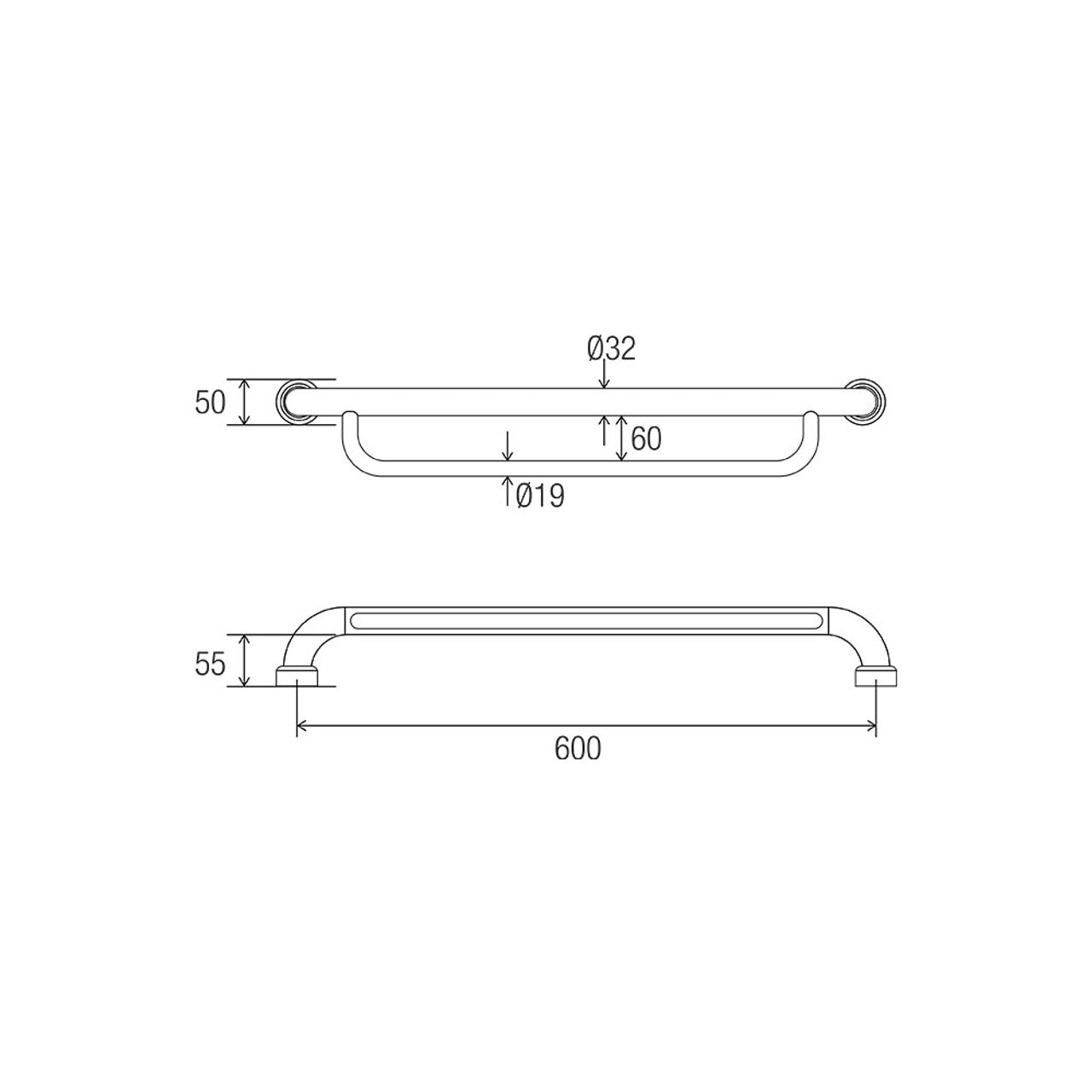 Hygienic Seal® Towel Grab Rail "U"