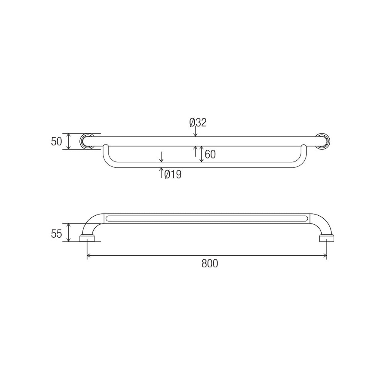 Hygienic Seal® Towel Grab Rail "U"