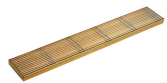 Gold Long Grill Floor Drain - 80mm Centre Outlet