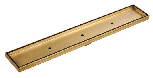 Gold Long Tile Insert Floor Drain - 80mm Centre Outlet