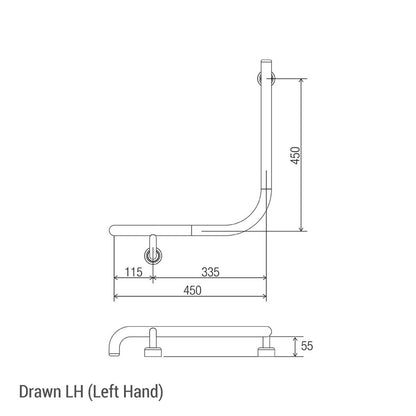 Linear 90° Ambulant & Accessible Grab Rail 450mm x 450mm