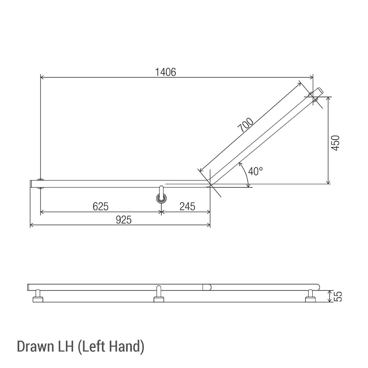 Linear 40° Ambulant & Accessible Grab Rail