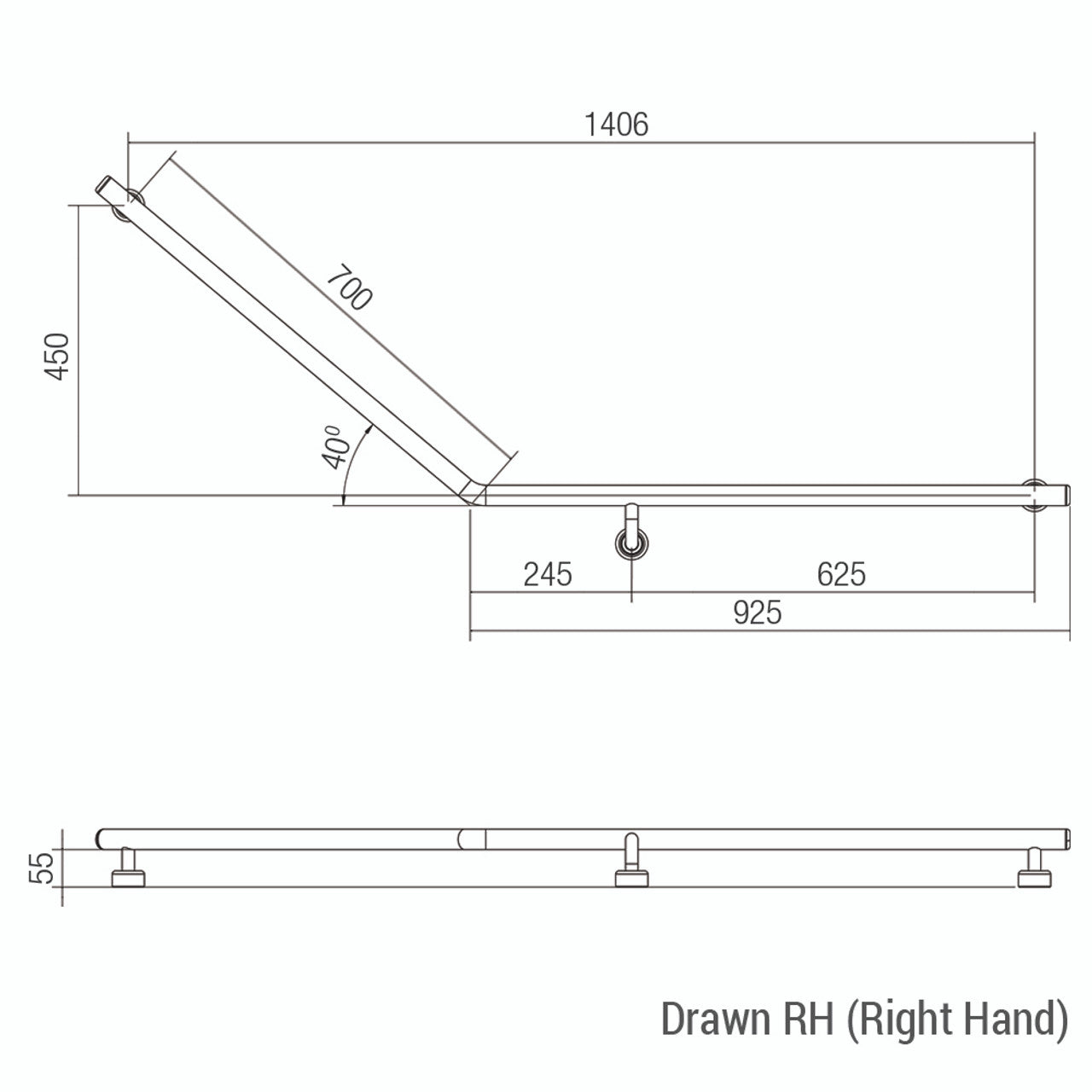 Linear 40° Ambulant & Accessible Grab Rail