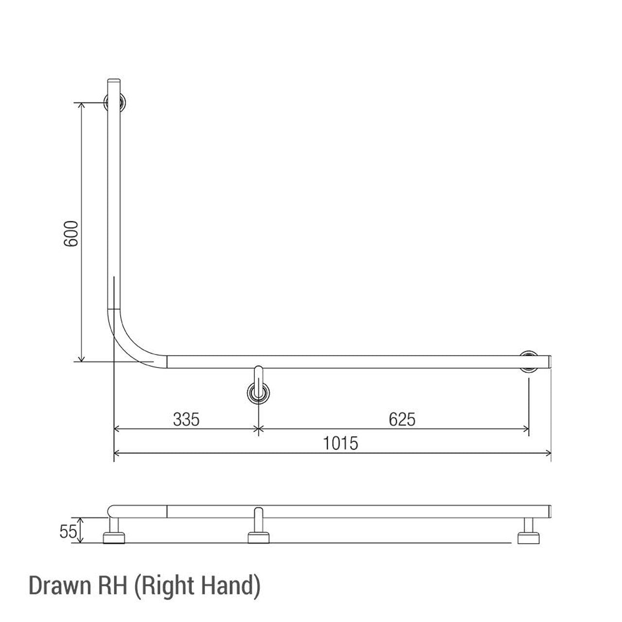 Linear 90° Ambulant & Accessible Grab Rail