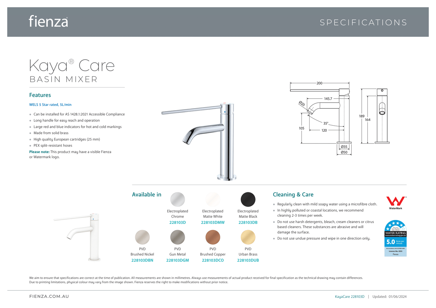 Kaya Care Basin Mixer