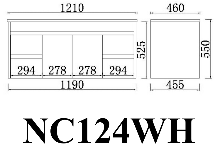 Nova Series - Plywood Wall Hung Vanity (SB) - 1210x460x550