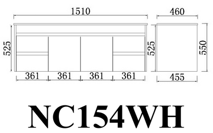 Nova Series - Plywood Wall Hung Vanity (SB) - 1510x460x550