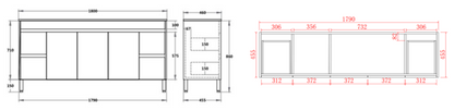 Nova Series - Plywood Free Standing Vanity (DB) - 1800x460x860