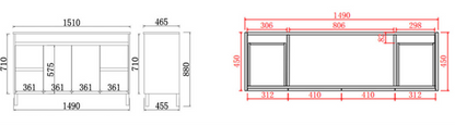 Nova Series - Plywood Free Standing Vanity (DB) - 1510x465x880