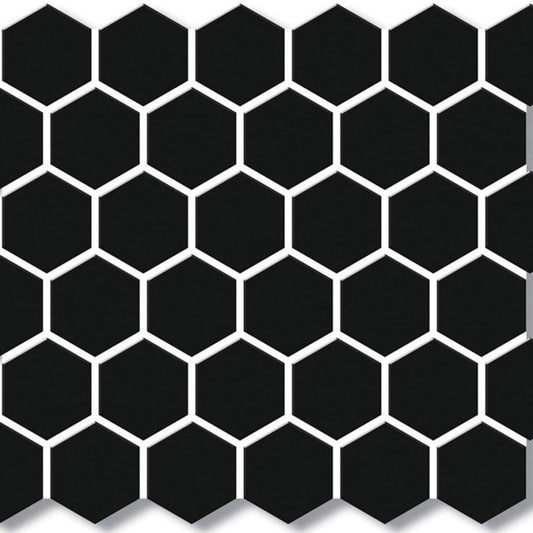 Porcelain Mosaics - Hexagon Black 51x51