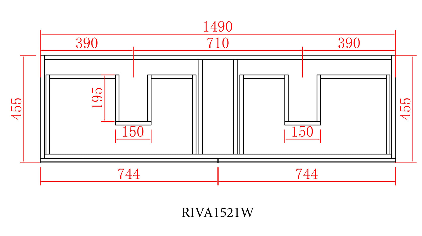 Riva Series - PVC Wall Hung Vanity (DB) - 1500x460x580