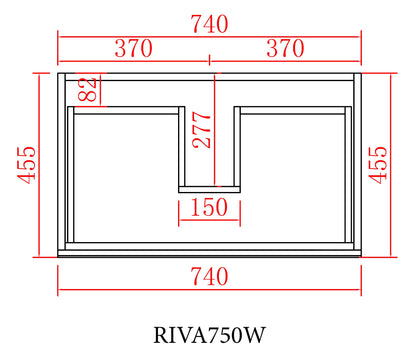 Riva White Wall Hung PVC Vanity - 750x460